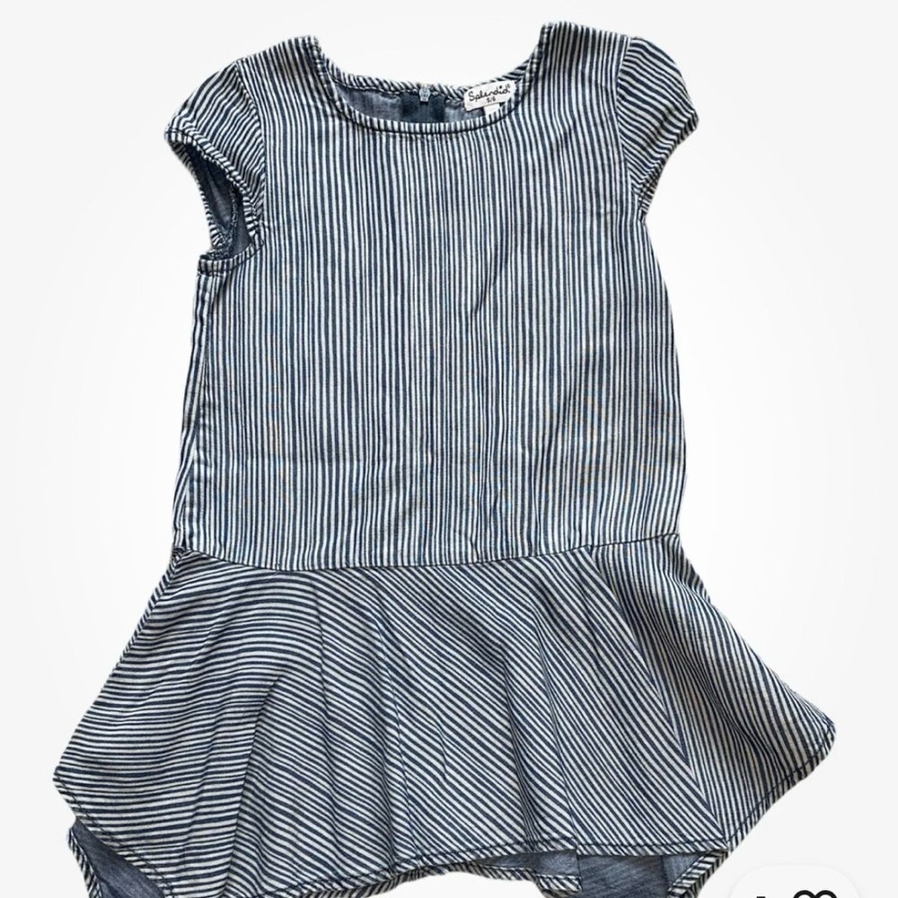 Splendid girls pinstripe peplum zipper back top 6